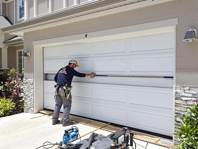 Beachwood Garage Door Repair team performing complete garage door replacement at Beachwood residence
