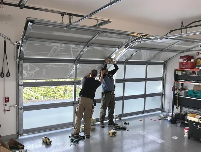 Beachwood Garage Door Repair expert performing precise panel replacement on Beachwood garage door